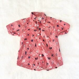 5/$15 MUST BUNDLE Kids Button Down Shirt - Red Patterned